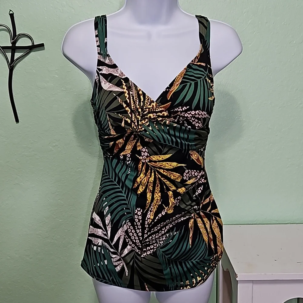 SWIM SUIT palm leaves one piece